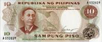 (1969) Банкнота Филиппины 1969 год 10 песо "Аполинарио Мабини"   UNC
