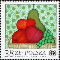 (1983-008) Марка Польша "Фрукты"    Охрана природы I Θ
