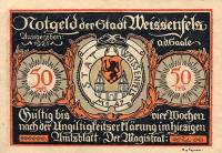 (№1921) Банкнота Германия 1921 год "50 Pfennig"