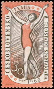 (1960-001) Марка Чехословакия &quot;Гимнастка&quot; , III O
