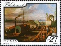 (1984-027) Марка Польша "Пароходная гавань в Повисле"    Картины с изображением реки Вислы II Θ