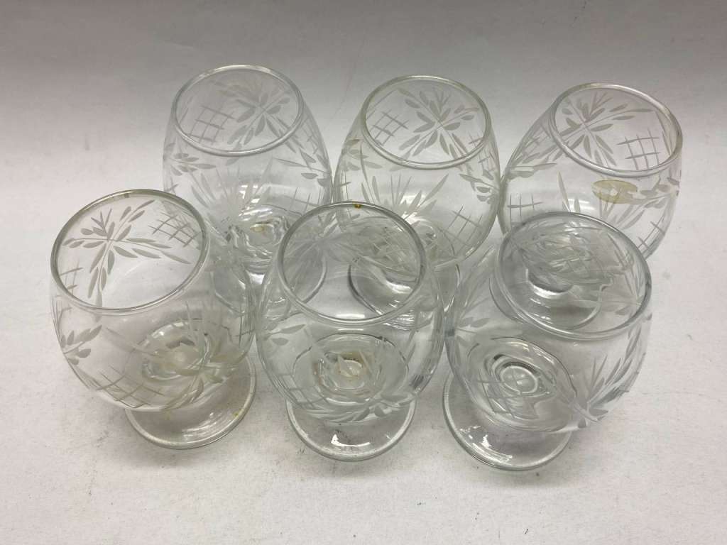 Бокал для коньяка, 6 шт, стекло, алмазная резка