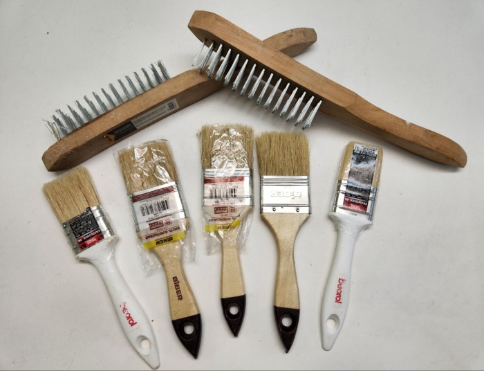 Щетки пятирядные металл (карщетка) 2 шт Кисти флейцевые 40 Beorol и 50 Biber- 5 шт