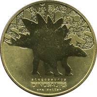 (2002) Монета Тувалу 2002 год 1 доллар "Стегозавр"  Латунь  PROOF