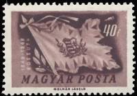 (1948-006) Марка Венгрия "Флаг Венгрии (Лиловая)"    100-летие революции III Θ