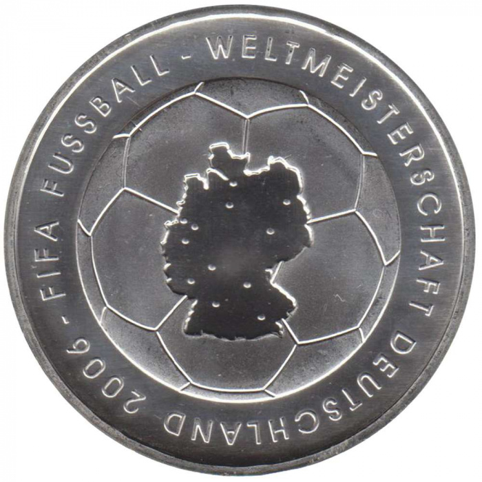 (2003A) Монета Германия (ФРГ) 2003 год 10 евро &quot;ЧМ по футболу Германия 2006&quot;  Серебро Ag 925  PROOF