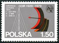 (1979-047) Марка Польша "Радиоантена"    50 лет консультативному совету по радиосвязи III O