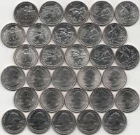 2016 15 монет 25 центов всех дворов P D S Набор США Парки    UNC