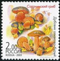 2003-059 Марка Россия Сатанинский гриб и дубовик  Грибы-двойники III O