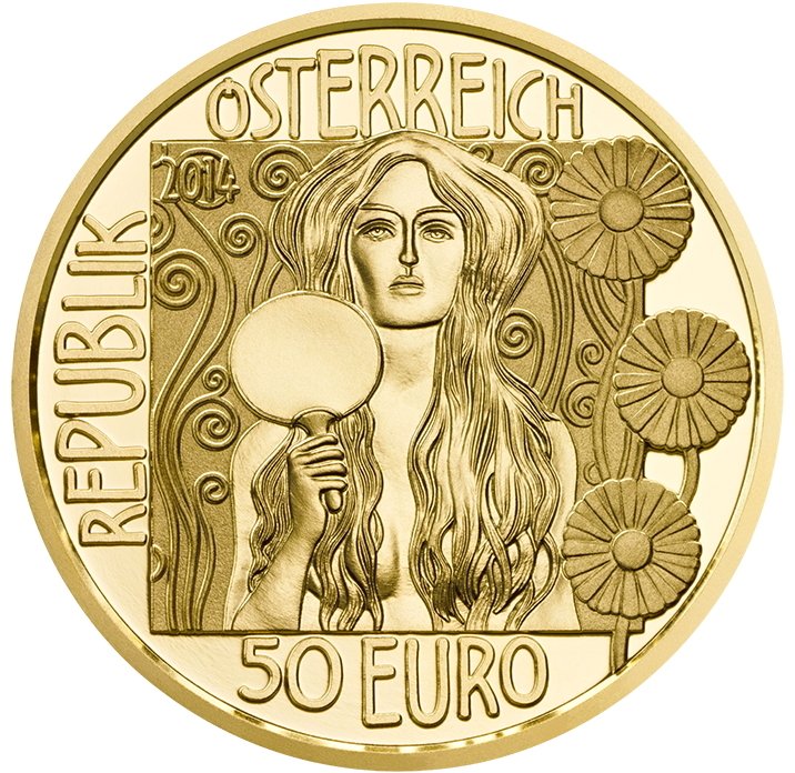 (013) Монета Австрия 2014 год 50 евро &quot;Юдифь II&quot; 1. Памятные Золото Au 986  PROOF