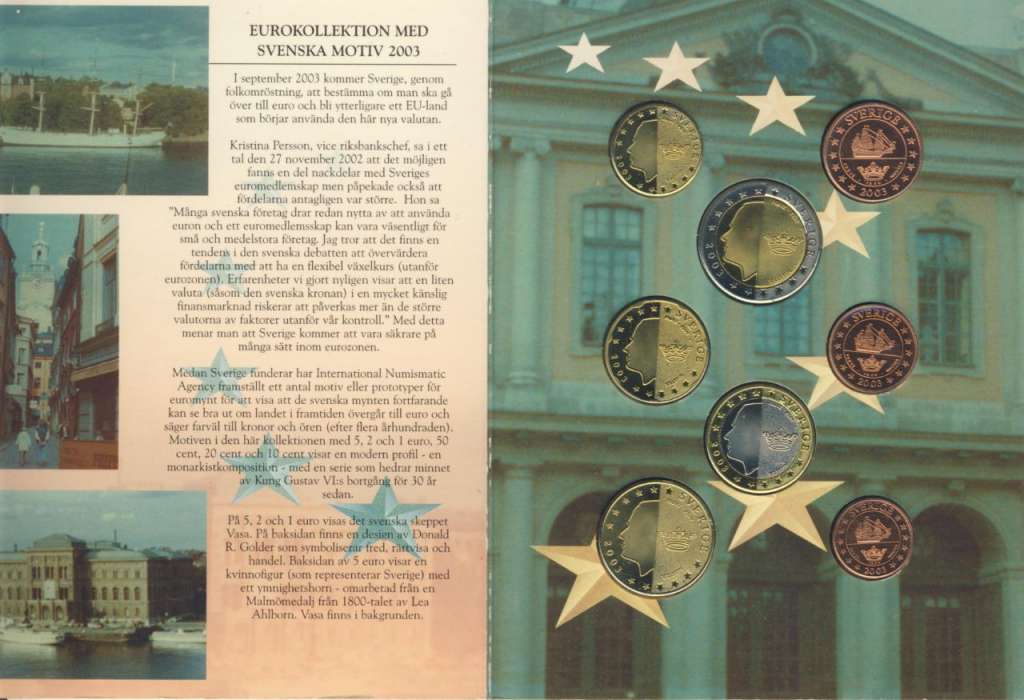 (2003, 8 монет) Набор монет Швеция 2003 год &quot;Корабли&quot; Проба  Буклет