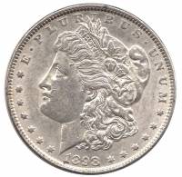 (1898) Монета США 1898 год 1 доллар   Голова Свободы, Морган, Белоговый Орлан Серебро Ag 900  XF