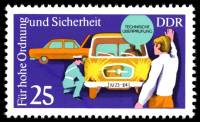 (1975-074) Марка Германия (ГДР) "ТО автомобиля"    Безопасность дорожного движения III O