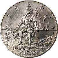 (1992d) Монета США 1992 год 50 центов   Открытие Америки Колумбом. 500 лет Медь-Никель  UNC