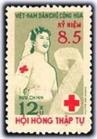 (1960-017) Марка Вьетнам "Медсестра"  зеленая  40 лет Красному кресту III O