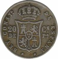 (№1880km149) Монета Филиппины 1880 год 20 Ceacute;ntimos