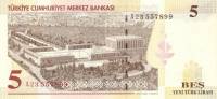 (2005) Банкнота Турция 2005 год 5 новых лир "Мустафа Кемаль Ататюрк"   UNC