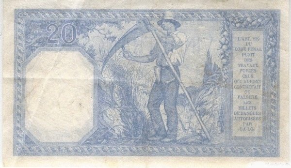(№1919P-74a.4) Банкнота Франция 1919 год &quot;20 Francs&quot;