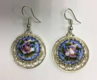 Серьги "Финифть", серебрение (сост. на фото)