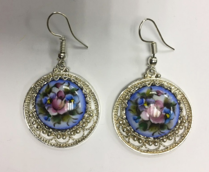 Серьги "Финифть", серебрение (сост. на фото)