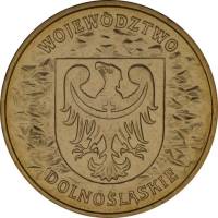 (064) Монета Польша 2004 год 2 злотых "Воеводство Нижняя Силезия"  Латунь  UNC