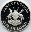 (1997) Монета Уганда 1997 год 2000 шиллингов &quot;Елизавета и Филипп. 50 лет&quot;  Медь-Никель  PROOF