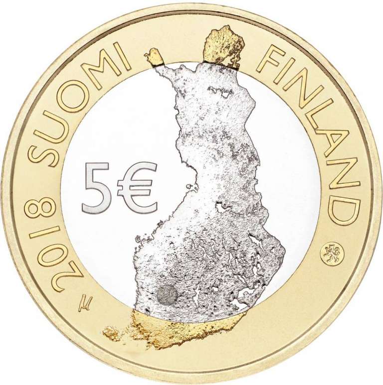 (061) Монета Финляндия 2018 год 5 евро &quot;Парк Таммеркоски&quot; 2. Диаметр 27,25 мм Биметалл  UNC