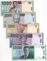 2000-2016 5 штук 1000 2000 5000 10000 20000 рупий Набор банкнот Индонезия Люди    UNC