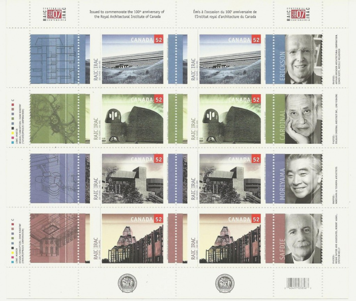 (№2007-2404) Лист марок Канада 2007 год &quot;Королевский архитектурный Институт Канады&quot;, Гашеный