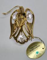 Сувенир Ангел с лирой 8*4,5 см  металл покрытие золото 24 к. кристаллы Сваровски США  новый