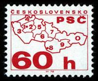 1976-044 Марка Чехословакия Карта с почтовым индексом   Марки из рулона (Стандартный выпуск) III Θ