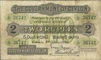 (№1921P-18a.3) Банкнота Цейлон (Шри-Ланка) 1921 год "2 Rupees"