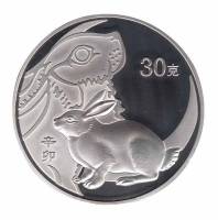 (2011) Монетовидный жетон Китай 2011 год 30 юаней "Год кролика" Серебрение Медь-Никель  PROOF