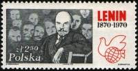 (1970-013) Марка Польша "Ленин среди делегатов"   100 лет со дня рождения В.И. Ленина (1870-1924) II