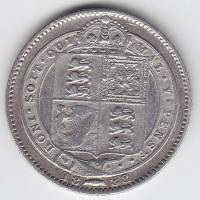 (1888) Монета Великобритания 1888 год 1 шиллинг "Королева Виктория"  Серебро Ag 925  VF