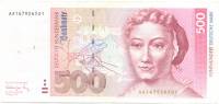 1991 Банкнота Германия (ФРГ) 1991 год 500 марок Мария Сибилла Мериан   XF