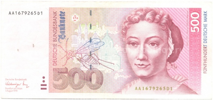1991 Банкнота Германия (ФРГ) 1991 год 500 марок Мария Сибилла Мериан   XF