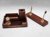 Настольный органайзер для канцелярии дерево металл (сост. на фото)