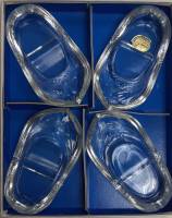 Набор пепельниц, 4 шт., богемское стекло, Чехословакия, новые, В коробке (Сост. на фото)