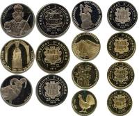 2013 7 монет 1 2 5 10 25 50 сантимов 1 динер Набор Андорра Национальные символы  UNC