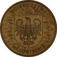 072 Монета Польша 2004 год 2 злотых Воеводство Мазовецкое  Латунь  UNC