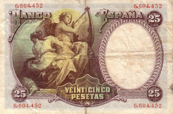  Банкнота Испания 1931 год 25     UNC