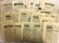 Подборка газет "Правда", "Комсомол", "Советское искусство" за 1930 и 1947 гг., 24 шт. (см. фото)