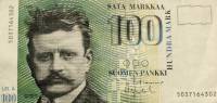 (1986 Litt A) Банкнота Финляндия 1986 год 100 марок "Ян Сибелиус" Alenius - Vanhala  UNC