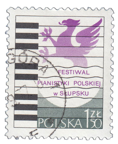 (1977-040) Марка Польша &quot;Клавиатура&quot;    Польский фестивальфортепиано в Слупске II Θ