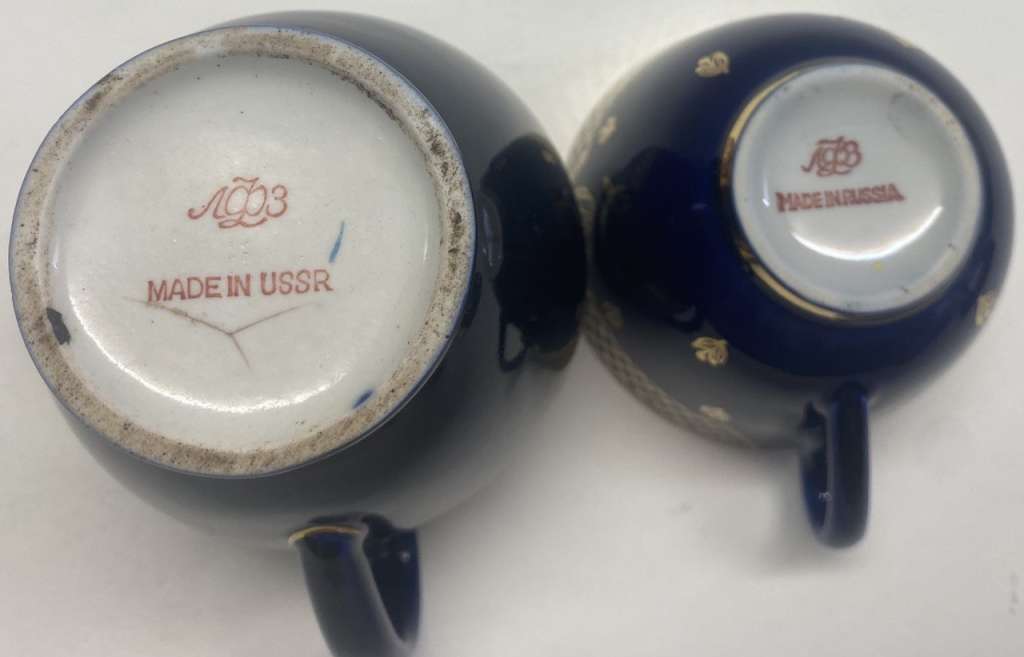 Молочник + чашка кобальт позолота ЛФЗ 