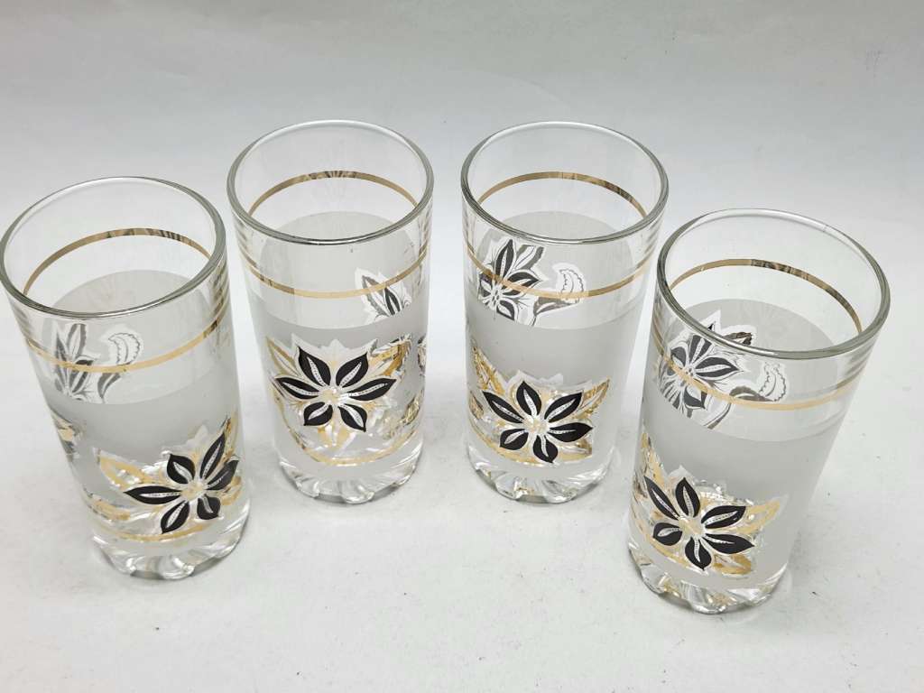 Стаканы 4 шт напыление позолота толстое дно 