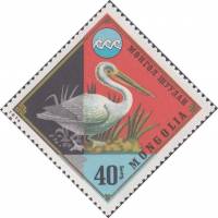 (1974-081) Марка Монголия "Пеликан"    Защита окружающей среды III Θ
