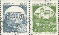 (№1985-9) Лист марок Италия 1985 год "Замки Шилла и piobbico, так от катушки", Гашеный