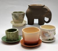 Кашпо Горшки цветочные 5 шт небольшие на подоконник в форме слона для кактусов керамика